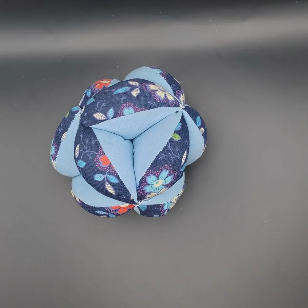 Gripping Ball Fabric Floral Blue Baby Toy Sensory Motor Skills